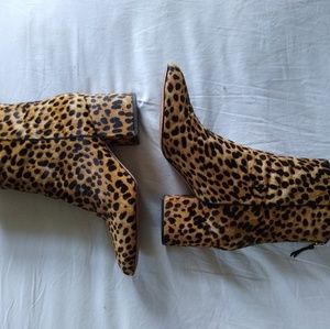 J. Crew "Sadie" ankle boots in leopard calf hair